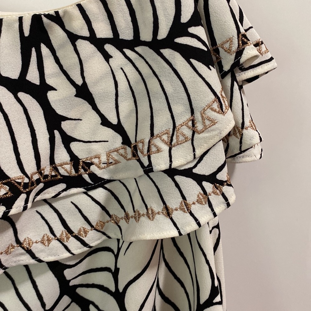Like new Summer resort tropical palm ruffle one shoulder dress - Picture 5 of 10
